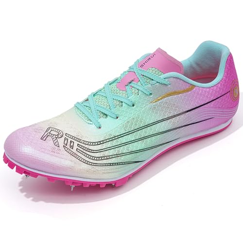 BLBK Spikes Leichtathletik Herren-Mittelstrecken-Laufschuhe, 7 Nägel Unisex-Leichtathletikschuhe, Jugendsportschuhe mit Spikes und Sprint,Mondschein 37 von BLBK