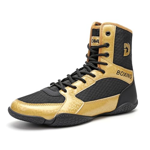 Boxschuhe Herren Wrestling Schuhe Jugendliche Muay Thai Kickboxen Sparring Boxers Trainers Kampfsport Schuhe Atmungsaktive Bodybuilding Boxen Stiefel,Schwarzgold EU39 Boxschuhe Herren Wrestling Schuhe Jugendliche Muay Thai Kickboxen Sparring Boxers Trainers Kampfsport Schuhe Atmungsaktive Bodybuilding Boxen Stiefel,Schwarzgold EU39 von BLBK
