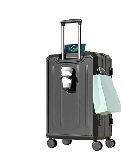 BLBTEDUAMDE Multifunktionaler Trolley-Koffer, 20 Zoll, Elegantes Gepäck, Damen, leicht, Trolley-Koffer, Studenten-Passwort-Box (Color : Glory Black, Size : 28") von BLBTEDUAMDE