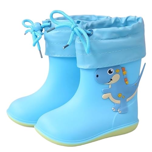 BLBTEDUAMDE Regenschuhe for Jungen und Mädchen, wasserdichte Regenstiefel, rutschfeste Regenstiefel(Color:Blue velvet,Size:Size 19/19cm) von BLBTEDUAMDE