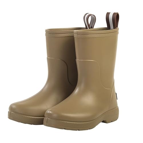 BLBTEDUAMDE Regenschuhe for Jungen und Mädchen, wasserdichte Regenstiefel, rutschfeste Regenstiefel(Color:Brown,Size:35) von BLBTEDUAMDE