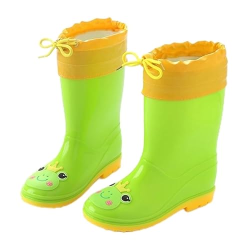 BLBTEDUAMDE Regenschuhe for Jungen und Mädchen, wasserdichte Regenstiefel, rutschfeste Regenstiefel(Color:GREEN+Cotton,Size:30/21) von BLBTEDUAMDE