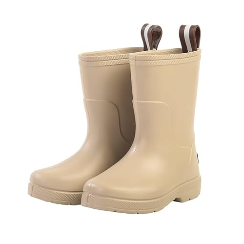 BLBTEDUAMDE Regenschuhe for Jungen und Mädchen, wasserdichte Regenstiefel, rutschfeste Regenstiefel(Color:Khaki,Size:19) von BLBTEDUAMDE