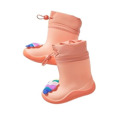 BLBTEDUAMDE Regenschuhe for Jungen und Mädchen, wasserdichte Regenstiefel, rutschfeste Regenstiefel(Color:Pink,Size:15CM) von BLBTEDUAMDE