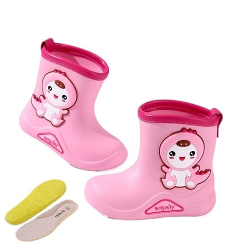 BLBTEDUAMDE Regenschuhe for Jungen und Mädchen, wasserdichte Regenstiefel, rutschfeste Regenstiefel(Color:Pink,Size:Size 14/14cm) von BLBTEDUAMDE