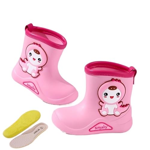 BLBTEDUAMDE Regenschuhe for Jungen und Mädchen, wasserdichte Regenstiefel, rutschfeste Regenstiefel(Color:Pink,Size:Size 19/19cm) von BLBTEDUAMDE