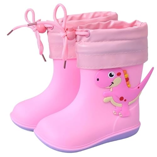 BLBTEDUAMDE Regenschuhe for Jungen und Mädchen, wasserdichte Regenstiefel, rutschfeste Regenstiefel(Color:Pink velvet,Size:Size 15/15cm) von BLBTEDUAMDE