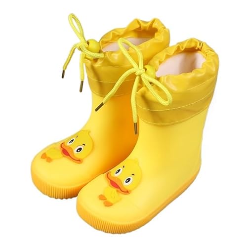 BLBTEDUAMDE Regenschuhe for Jungen und Mädchen, wasserdichte Regenstiefel, rutschfeste Regenstiefel(Color:Yellow+Velvet,Size:Size 16/16.5CM) von BLBTEDUAMDE