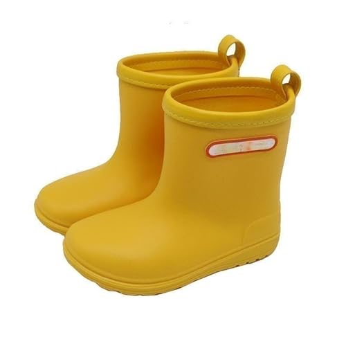 BLBTEDUAMDE Regenschuhe for Jungen und Mädchen, wasserdichte Regenstiefel, rutschfeste Regenstiefel(Color:Yellow,Size:16CM) von BLBTEDUAMDE