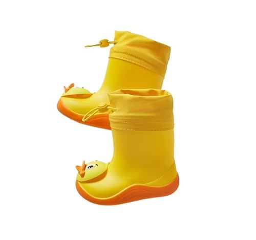 BLBTEDUAMDE Regenschuhe for Jungen und Mädchen, wasserdichte Regenstiefel, rutschfeste Regenstiefel(Color:Yellow,Size:18CM) von BLBTEDUAMDE