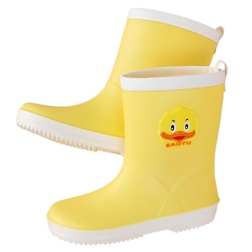 BLBTEDUAMDE Regenschuhe for Jungen und Mädchen, wasserdichte Regenstiefel, rutschfeste Regenstiefel(Color:Yellow,Size:21.5CM) von BLBTEDUAMDE