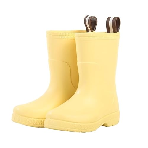 BLBTEDUAMDE Regenschuhe for Jungen und Mädchen, wasserdichte Regenstiefel, rutschfeste Regenstiefel(Color:Yellow,Size:32) von BLBTEDUAMDE