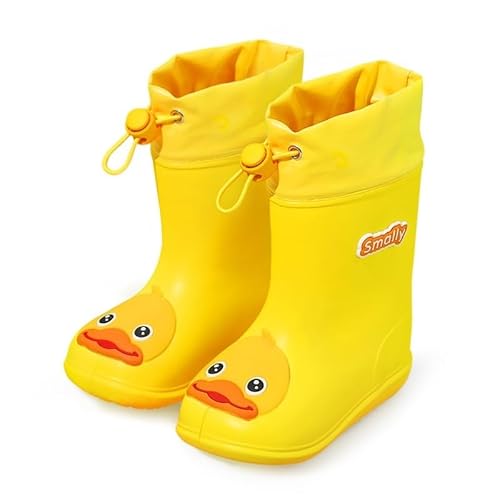 BLBTEDUAMDE Regenschuhe for Jungen und Mädchen, wasserdichte Regenstiefel, rutschfeste Regenstiefel(Color:Yellow,Size:Size 19/19CM) von BLBTEDUAMDE