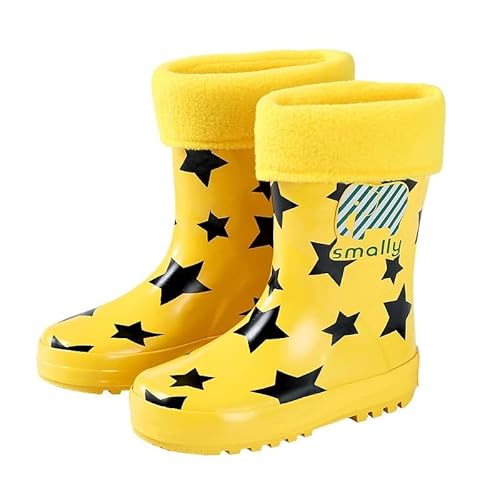 BLBTEDUAMDE Regenschuhe for Jungen und Mädchen, wasserdichte Regenstiefel, rutschfeste Regenstiefel(Color:Yellow,Size:Size 28/18.3cm) von BLBTEDUAMDE