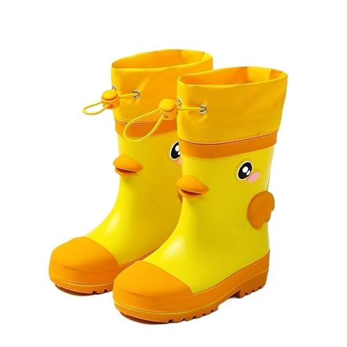 BLBTEDUAMDE Regenschuhe for Jungen und Mädchen, wasserdichte Regenstiefel, rutschfeste Regenstiefel(Color:Yellow,Size:Size27/18.0cm) von BLBTEDUAMDE