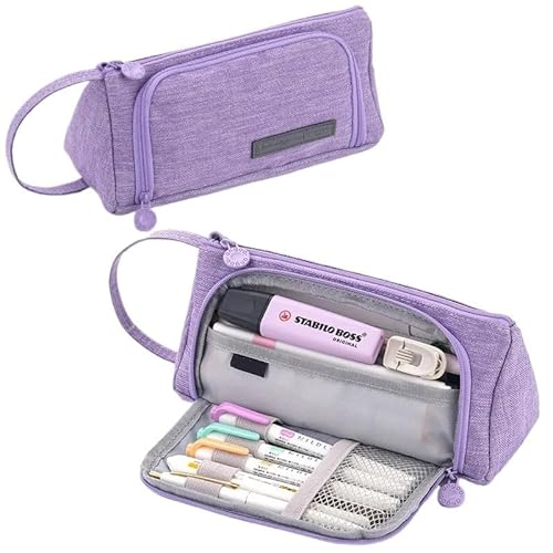 Tragbare Bleistifttasche mit großem Fassungsvermögen, Bleistifttasche mit Reißverschluss for Jungen und Mädchen, leichte Bleistifttasche mit Reißverschluss, einfache multifunktionale Bleistifttasche, von BLBTEDUAMDE