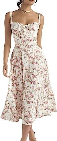 BLEDD Geblümtes Bustier-Kleid zur Taillenformung, Damen-Bustier-Sommerkleid mit Blumendruck. Geblümtes Bustier-Formerkleid (Color : F, Size : L) von BLEDD