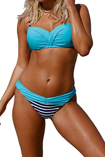 BLENCOT Bikini Set Frauen Sea Brasilianische Sexy Bikinis Frauen Badeanzug Push Up Bademode Frauen Zwei Stück Strandkleidung L Blau von BLENCOT