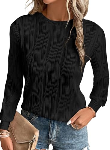 BLENCOT Damen Bluse Herbst Winter Mode Casual Shirt Basic T-Shirts Einfarbig Loose Oberteile von BLENCOT