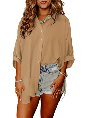 BLENCOT Damen Bluse Kurzarm Oberteile Seide Tunika Blusekleid Casual Blusen Loose Fit Shirts BLENCOT Damen Bluse Kurzarm Oberteile Seide Tunika Blusekleid Casual Blusen Loose Fit Shirts von BLENCOT