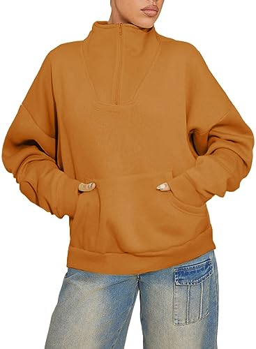 BLENCOT Damen Fleece Pullover mit Halbreißverschluss Stehkragen Fleecepullover Sweatjacke Winter Warm Sweatshirt von BLENCOT