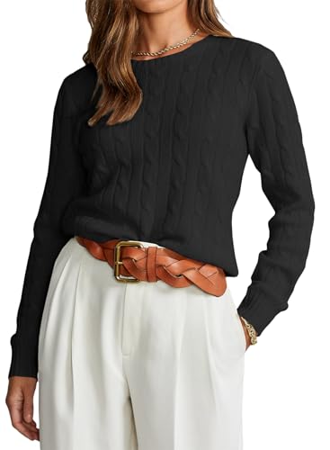 BLENCOT Damen Grobstrickpullover Weich Warm Herbst Winter Pulli Rundhals Outwear Pullover Oberteile von BLENCOT