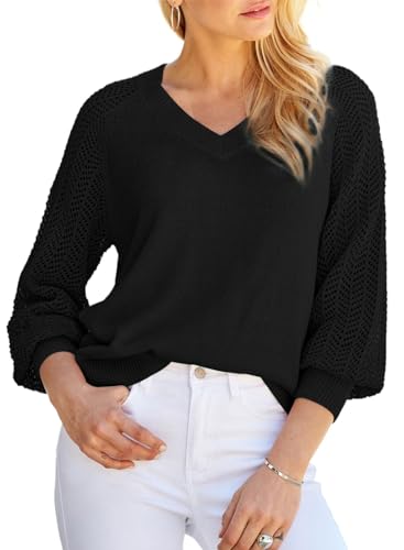 BLENCOT Damen Langarmshirt Strick Pullover Basic Oberteile Winter Elegant Einfarbige Langarm Shirt von BLENCOT