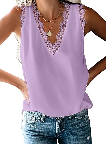 BLENCOT Damen Longtop Sommer Loose Fit Tank Tops Spitzen Weste Ärmellose Shirts Oberteile Top von BLENCOT