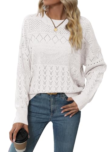 BLENCOT Damen Pullover Herbst Rundhals Langarmshirt Leichtes Lose Sweatshirt Elegant Winter Strickpullover Tops von BLENCOT