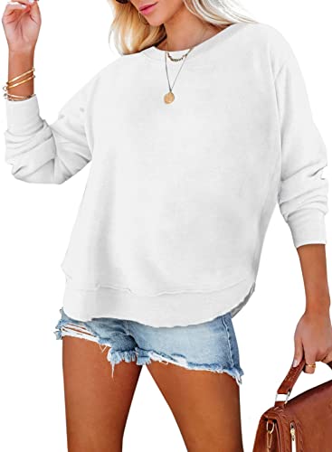 BLENCOT Damen Pullover Langarmshirt Rundhals Oberteile Casual Basic T-Shirt Einfarbige Shirts Tunika von BLENCOT