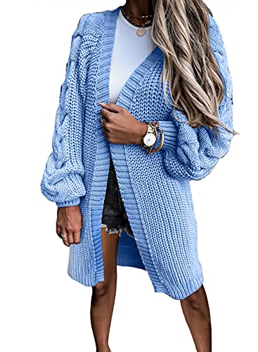 BLENCOT Damen Strickjacke Lang Cardigan Einfarbig Strickcardigan A-4 XXL von BLENCOT