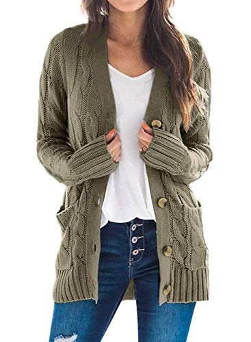 BLENCOT Damen Strickjacke Lang Strickcardigan Einfarbig Cardigan A-9 S von BLENCOT