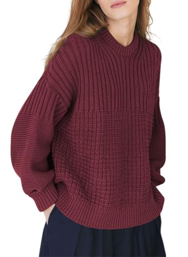 BLENCOT Damen Strickpullover Dicker Pullover Winter Rundhals Pulli Warm Outwear Pullover Oberteile von BLENCOT