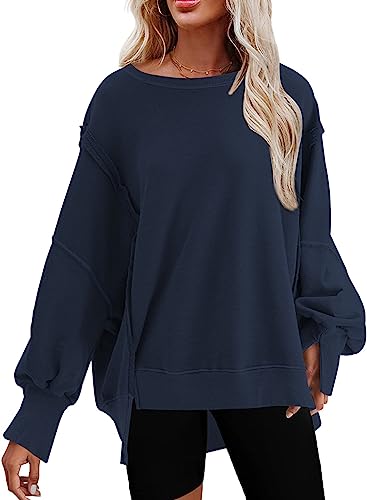 BLENCOT Damen Sweatshirt Langarmshirt Rundhals Tops Damen Teenager Mädchen Vintage Pullover Oberteile Top von BLENCOT