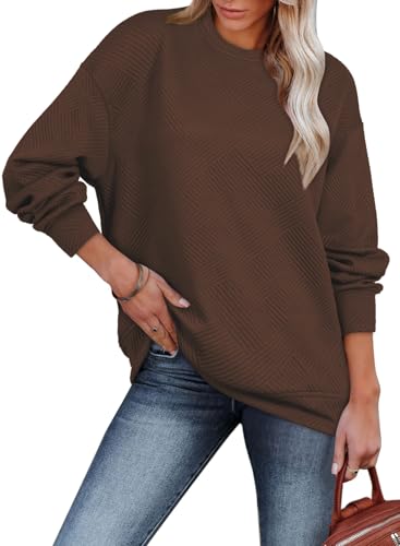 BLENCOT Damen Sweatshirt Pullover Basic Langarmshirt Rundhalsausschnitt Baumwolle Pulli Herbst Winter Casual Oberteile Langarm Tops von BLENCOT