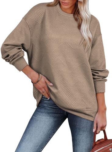 BLENCOT Damen Sweatshirt Pullover Basic Langarmshirt Rundhalsausschnitt Baumwolle Pulli Herbst Winter Casual Oberteile Langarm Tops von BLENCOT