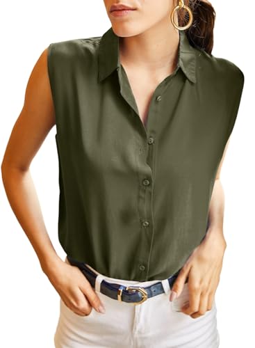 BLENCOT Damen Tank Tops Sommer Hemdbluse Slim Fit Shirts Basic mit Knöpfen von BLENCOT