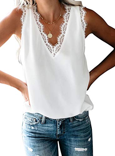 BLENCOT Damen Tank Tops Spitzen Top Sommer Weste Ärmellose Tank Top Shirts Hemd Oberteile Tunika von BLENCOT