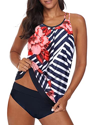 BLENCOT Damen Tankini Bauchweg Zweiteilig Tankini Set Zweiteiliger Badeanzug A-5 M von BLENCOT