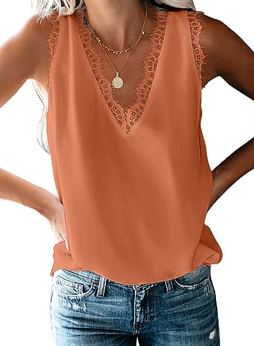 BLENCOT Damen Top Sommer Loose Fit Tank Tops Spitzen Weste Ärmellose Shirts Oberteile Top von BLENCOT