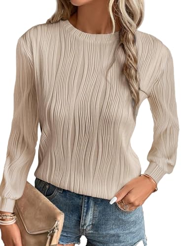 BLENCOT Damen Tunika Langarm Blusen Mode Casual Basic T-Shirts Solid Loose Oberteile Herbst von BLENCOT