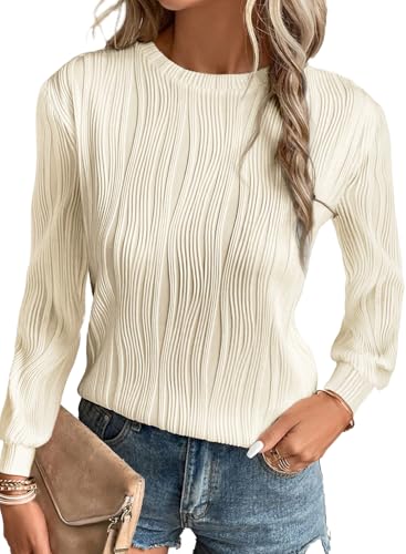 BLENCOT Damen Tunika Langarm Blusen Mode Casual Basic T-Shirts Solid Loose Oberteile Herbst von BLENCOT