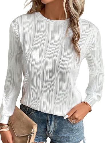 BLENCOT Damen Tunika Langarm Blusen Mode Casual Basic T-Shirts Solid Loose Oberteile Herbst von BLENCOT