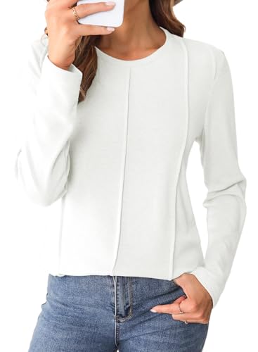 BLENCOT Langarmshirt Damen Rundhals Tshirt Langarm Tunika Bluse Basic T-Shirt Herbst Oberteile von BLENCOT