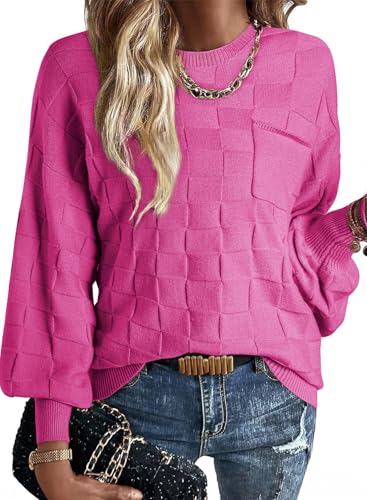 BLENCOT Pullover Damen Casual Strickpullover Herbst Rundhals Lose Pulli Winter Warm Sweater Top Oberteile von BLENCOT