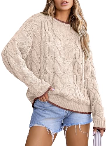 BLENCOT Pullover Damen Casual Strickpullover Winter Rundhals Lose Pulli Winter Warm Sweater Top Oberteile von BLENCOT