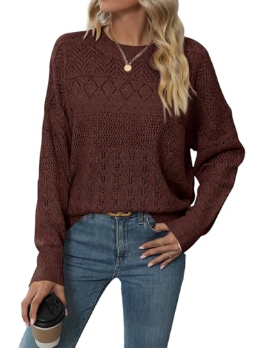 BLENCOT Pullover Damen Elegant Langram Strickpullover Damen Herbst Langarmshirt Sweater Sweatshirt von BLENCOT