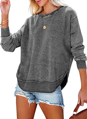 BLENCOT Sweatshirts für Damen Pullover Langarmshirt Rundhals Oberteile Casual Basic T-Shirt EinfarbigeTunika von BLENCOT