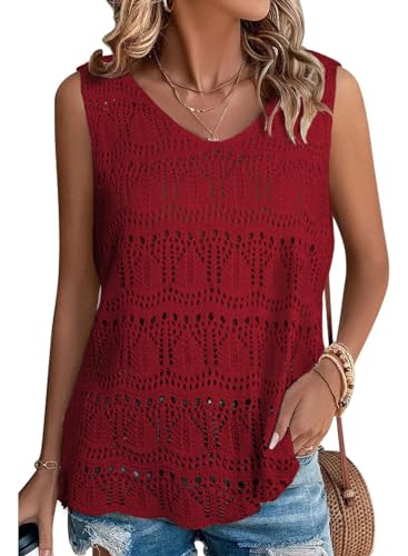 BLENCOT Tank Tops Damen Oberteile Elegant Sommer V-Ausschnitt Ärmellose Strick Basic Tops Damen Hemdbluse Outfits Arbeit Einfarbig von BLENCOT