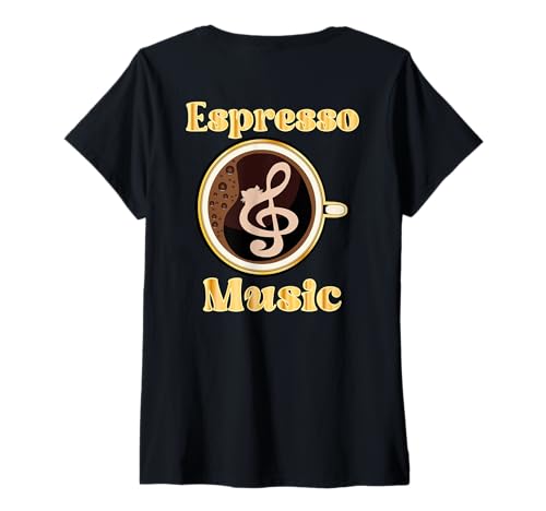 Damen Musik NOTENSCHLÜSSEL Kaffee Espresso Katzen T-Shirt mit V-Ausschnitt Damen Musik NOTENSCHLÜSSEL Kaffee Espresso Katzen T-Shirt mit V-Ausschnitt von BLEND OF DECAFFEINATED COFFEE FUN
